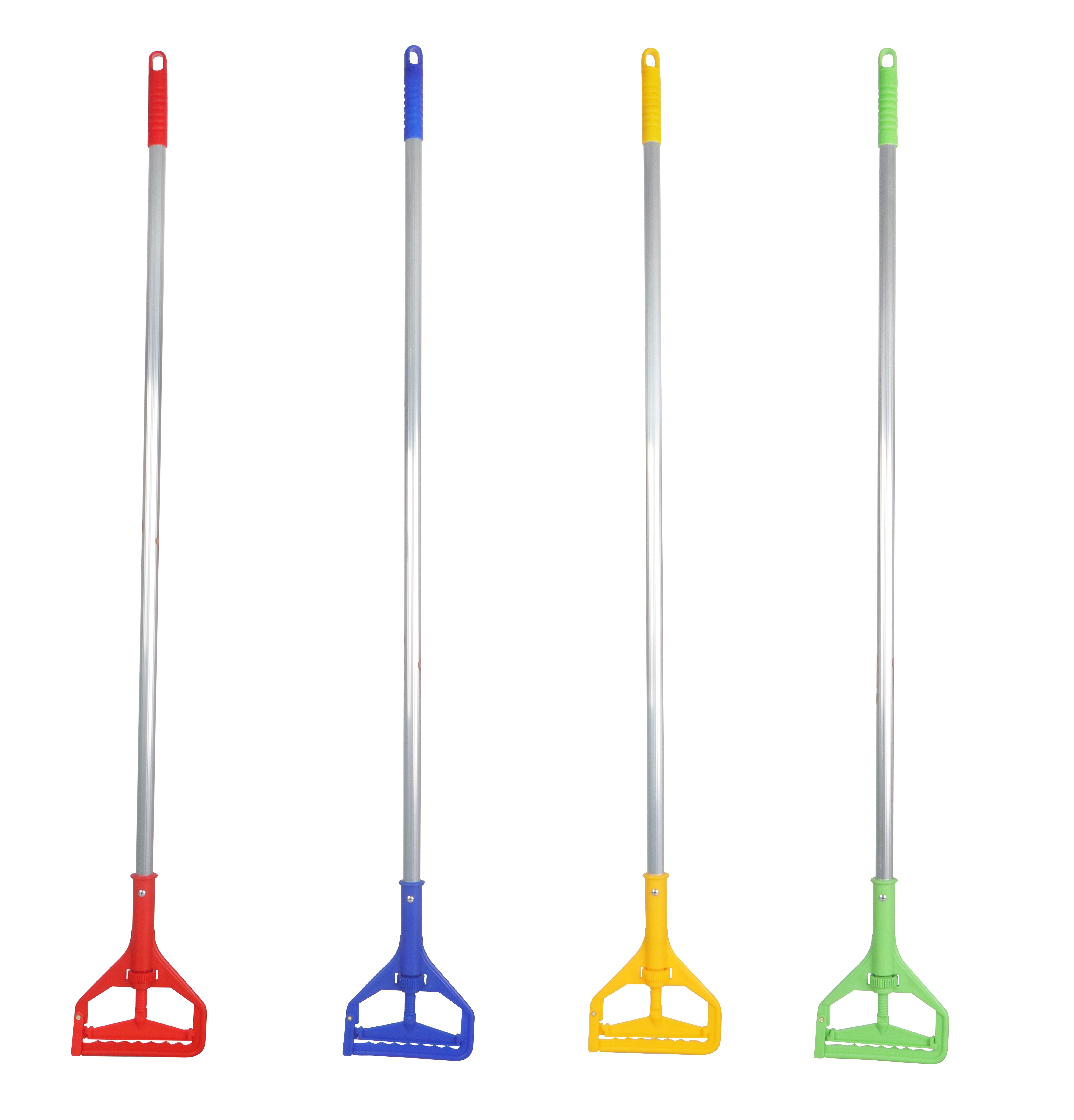 Palo para trapeador de aluminio codificado por colores para cabezales de trapeador de algodón con clip