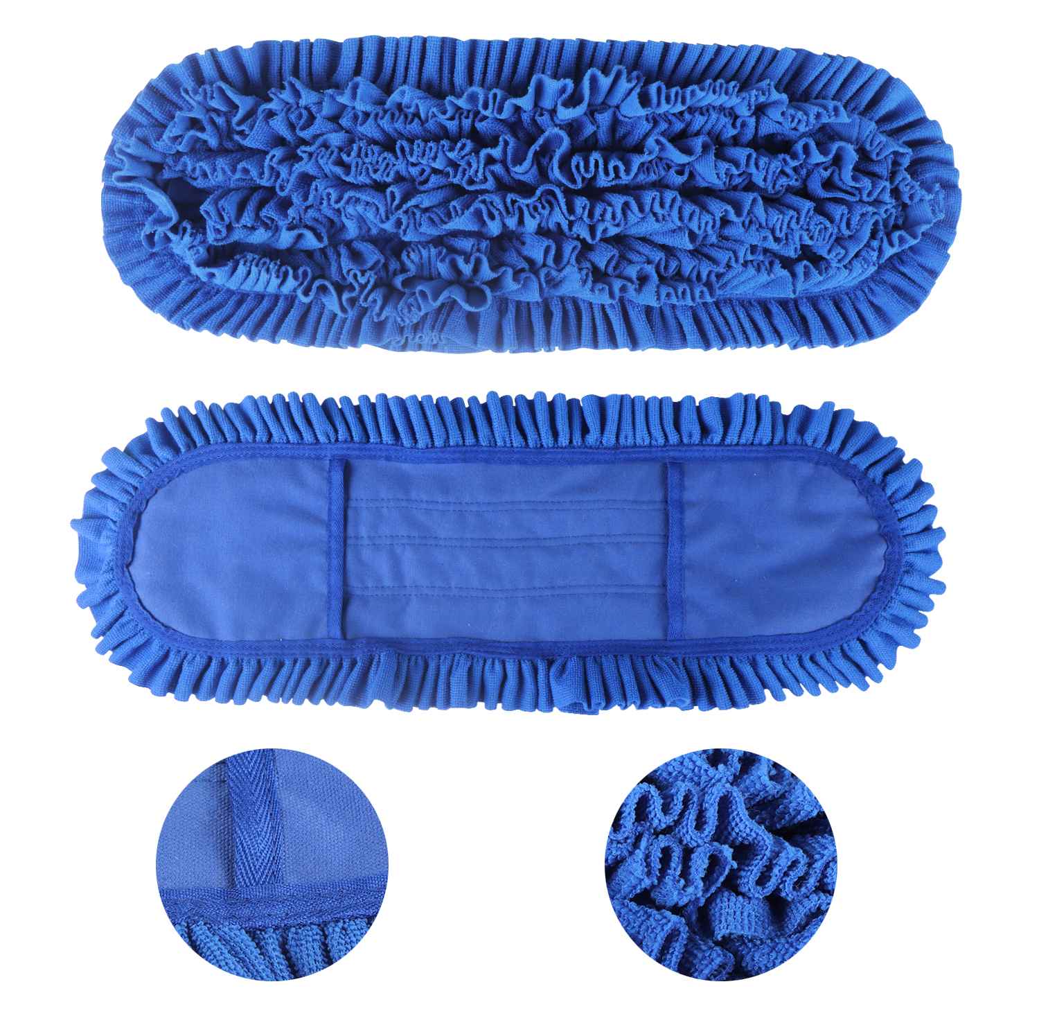 Cabeza de trapeador de microfibra plana azul de servicio pesado