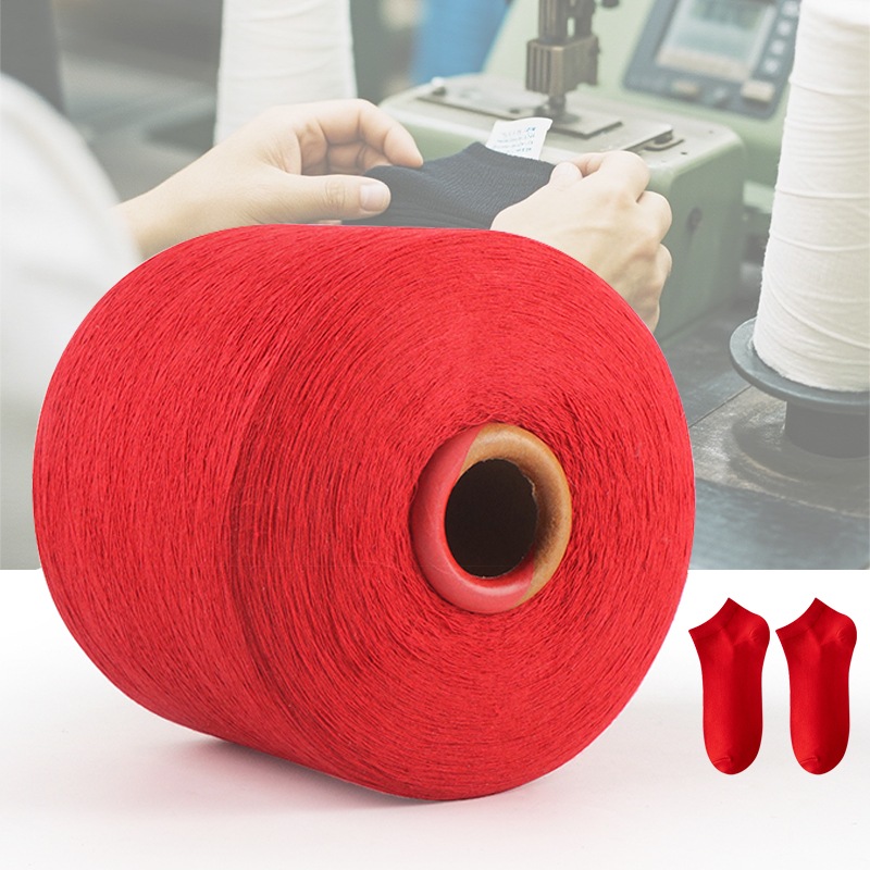 Hilo de algodón mezclado reciclado rojo hilado